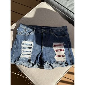 Rock & Republic Shorts Womens size 10 American Flag Denim Jean Distressed Rips